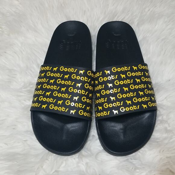 NWOT Goats Yellow and Black Pool Slide Sandals - Picture 1 of 4